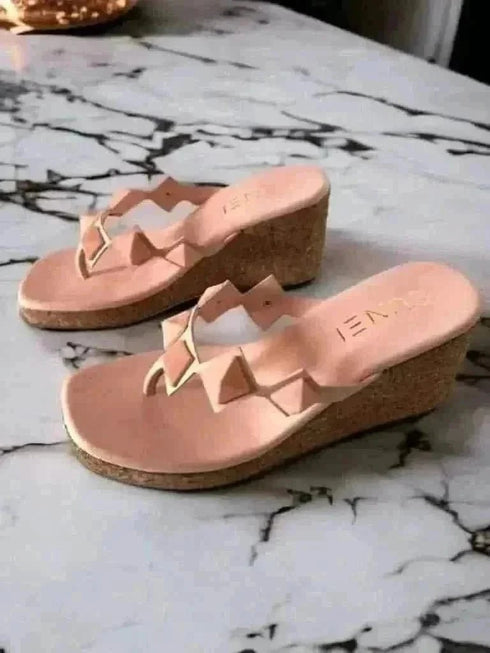 Pastel Pink Studded Wedges - cunei